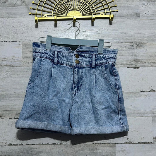 GB Girls Denim Shorts Kids Size 12 Blue Acid Wash Paperbag Waist NWT0