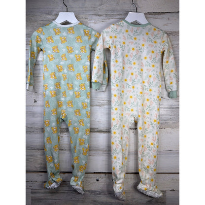 Disney Baby Girls 18M Green Cream Lion King Simba Floral Sleepwear EUC3