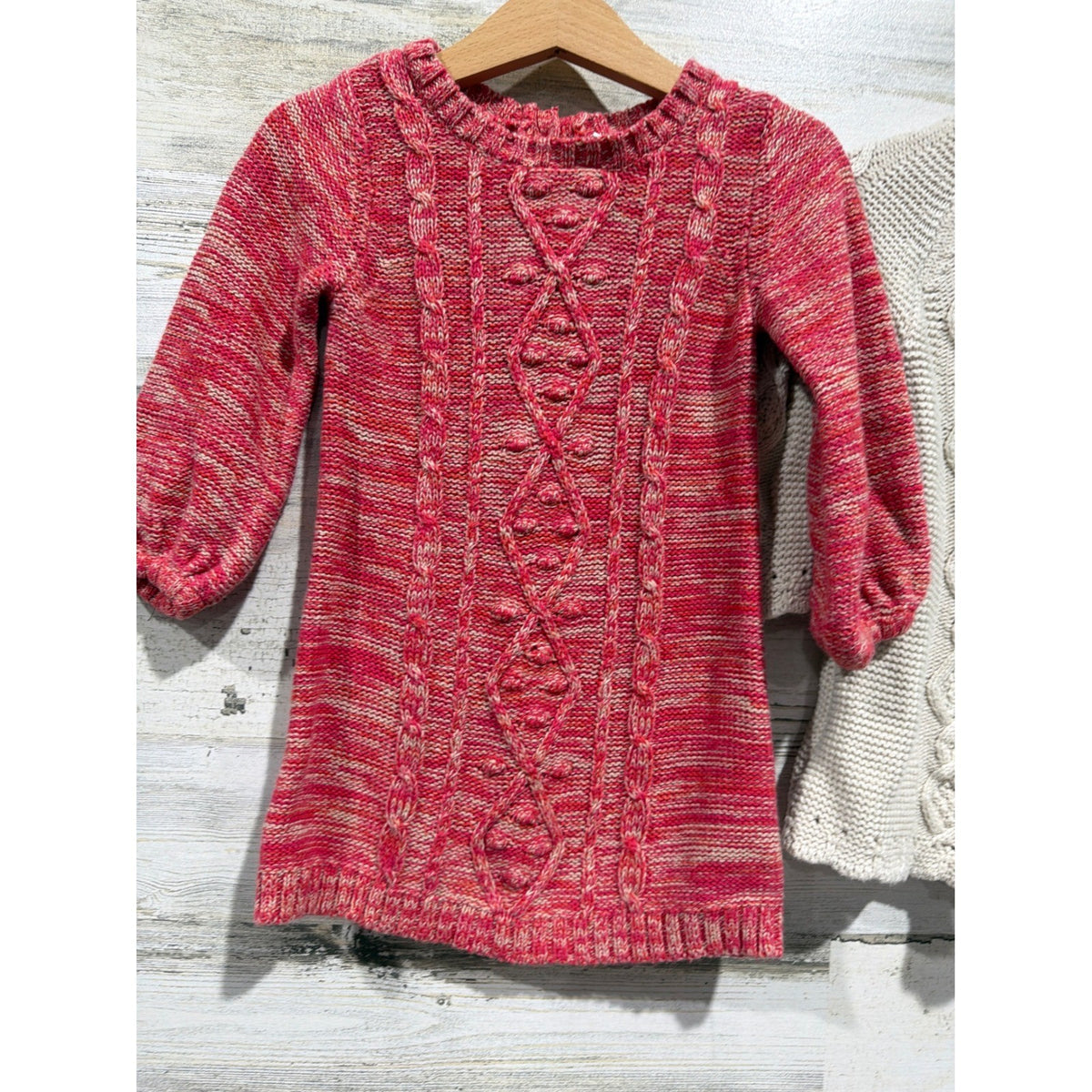 Old Navy Cupcakes and Cashmere Sweater Dress Bundle Girls 12M Red Tan Cable Knit1