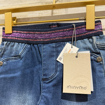Minymo Skinny Jeans Girls 3Y Blue Purple Glitter Waist Scandi NWT1