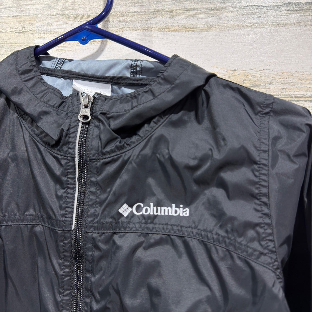 Columbia Glennaker Lake Windbreaker Jacket Boys Size S 8 Black Nylon EUC1