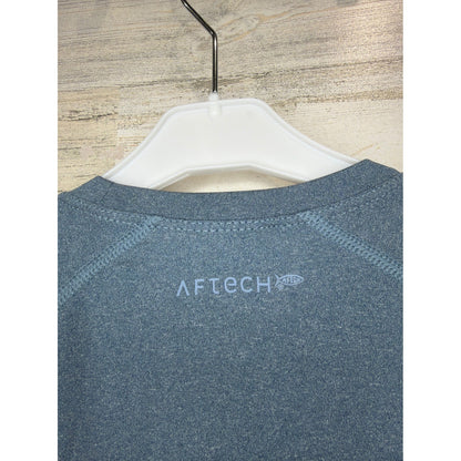 AFTCO AFTECH Shirt Kids Youth Small Blue Heathered LS Performance Fishing EUC4