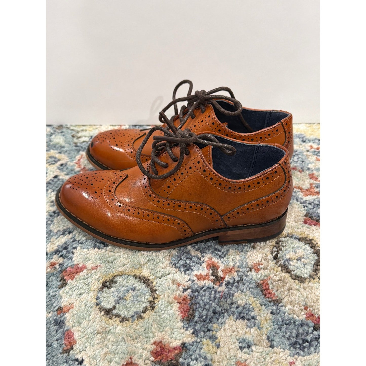 Bruno Marc Oxford Shoes Toddler 10 Brown Wingtip Brogue Formal *Flawed4