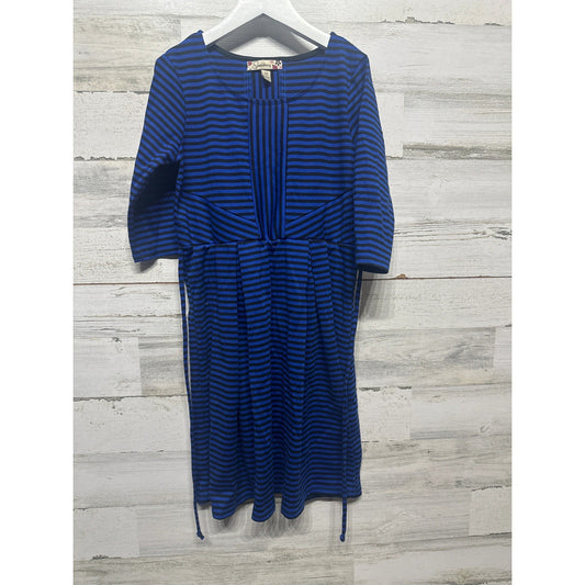 Speechless Skater Dress Girls Size 12 Blue Black Striped 3/4 Sleeve EUC0