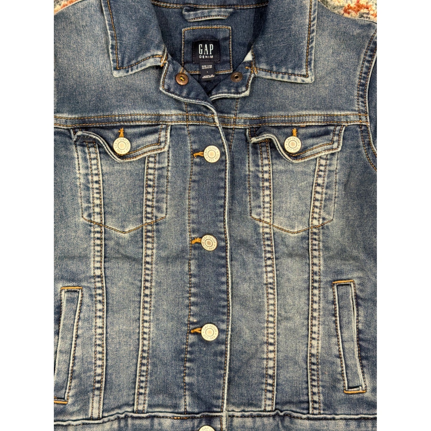 Gap Denim Jacket Girls Large Blue Classic Trucker Americana EUC1