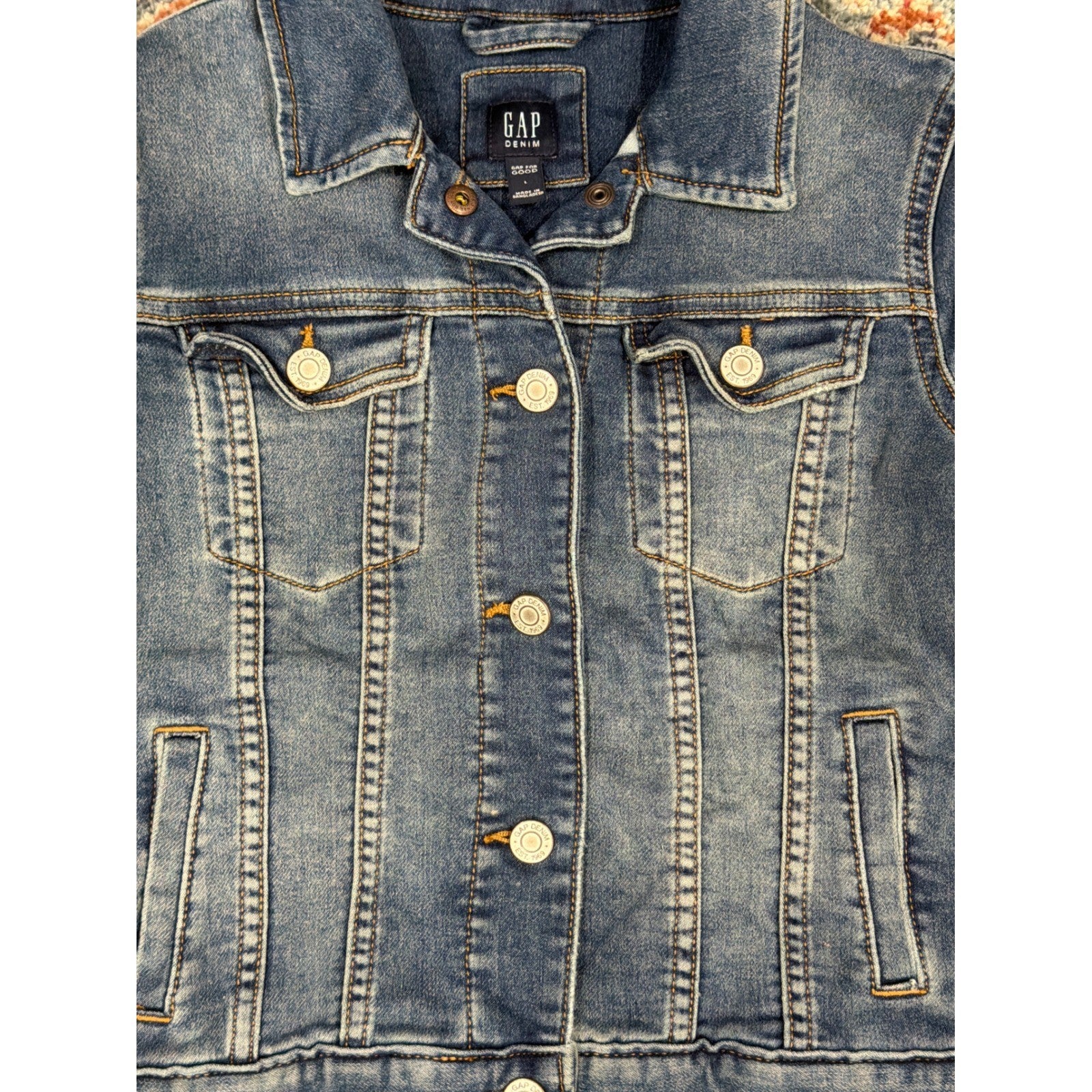 Gap Denim Jacket Girls Large Blue Classic Trucker Americana EUC1