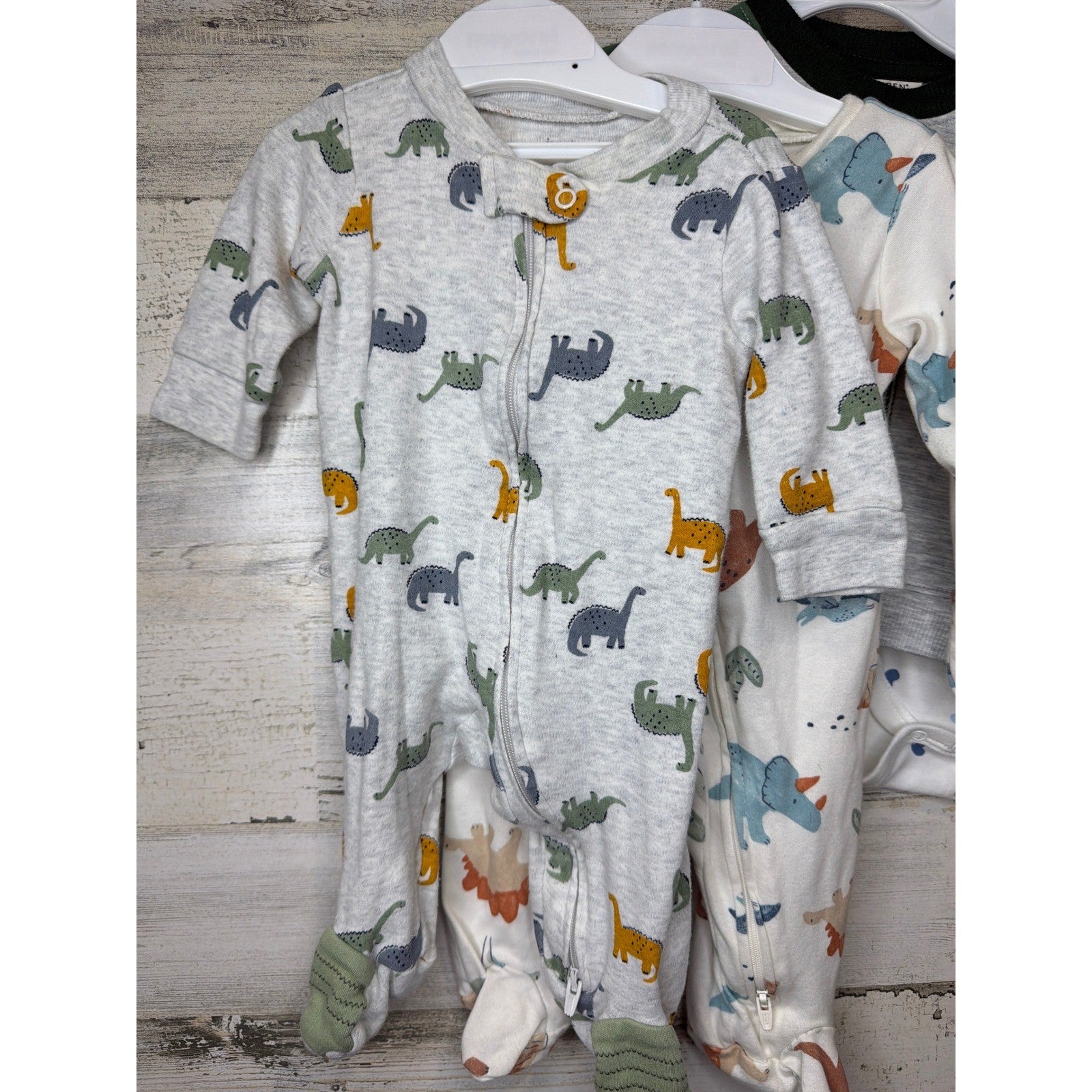 Carter's Aspen Kids Boys 3-6M Green Dinosaur Sleeper Romper Sweatshirt Lot2