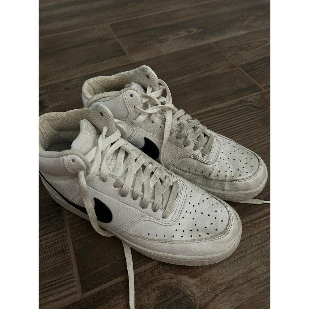 Nike Court Vision Mid Women Size 8.5 White Black Retro Sneaker GUC0