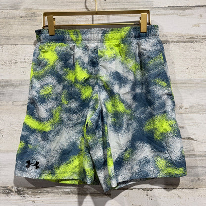 Under Armour Shorts Boys YXL Green Grey Camo Loose Fit Athletic Sport EUC0