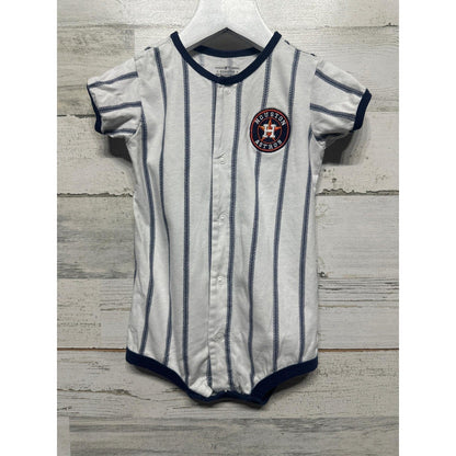 Genuine Merchandise Romper Boys 18M White Navy Astros Pinstripe EUC0