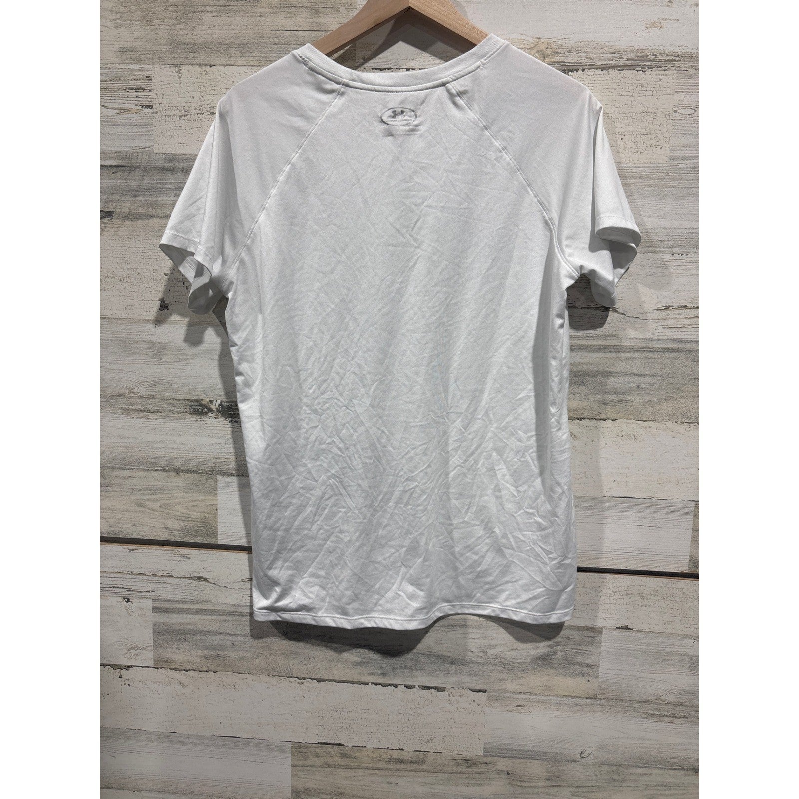Under Armour T-Shirt Men Large White HeatGear Loose Fit Athletic Gym1
