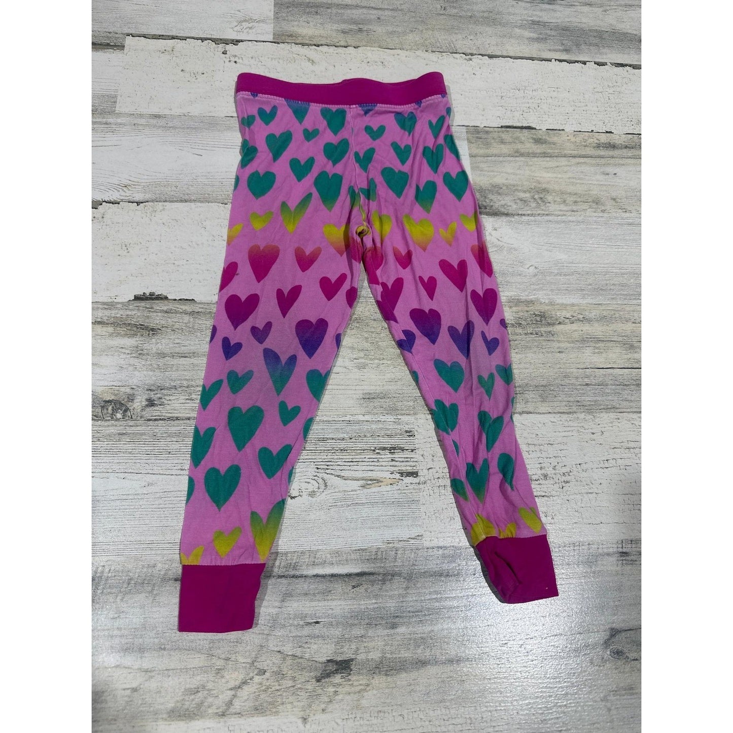 Little Sleepies Pajama Pants Girls 18-24 Months Pink Rainbow Ombre Hearts EUC0