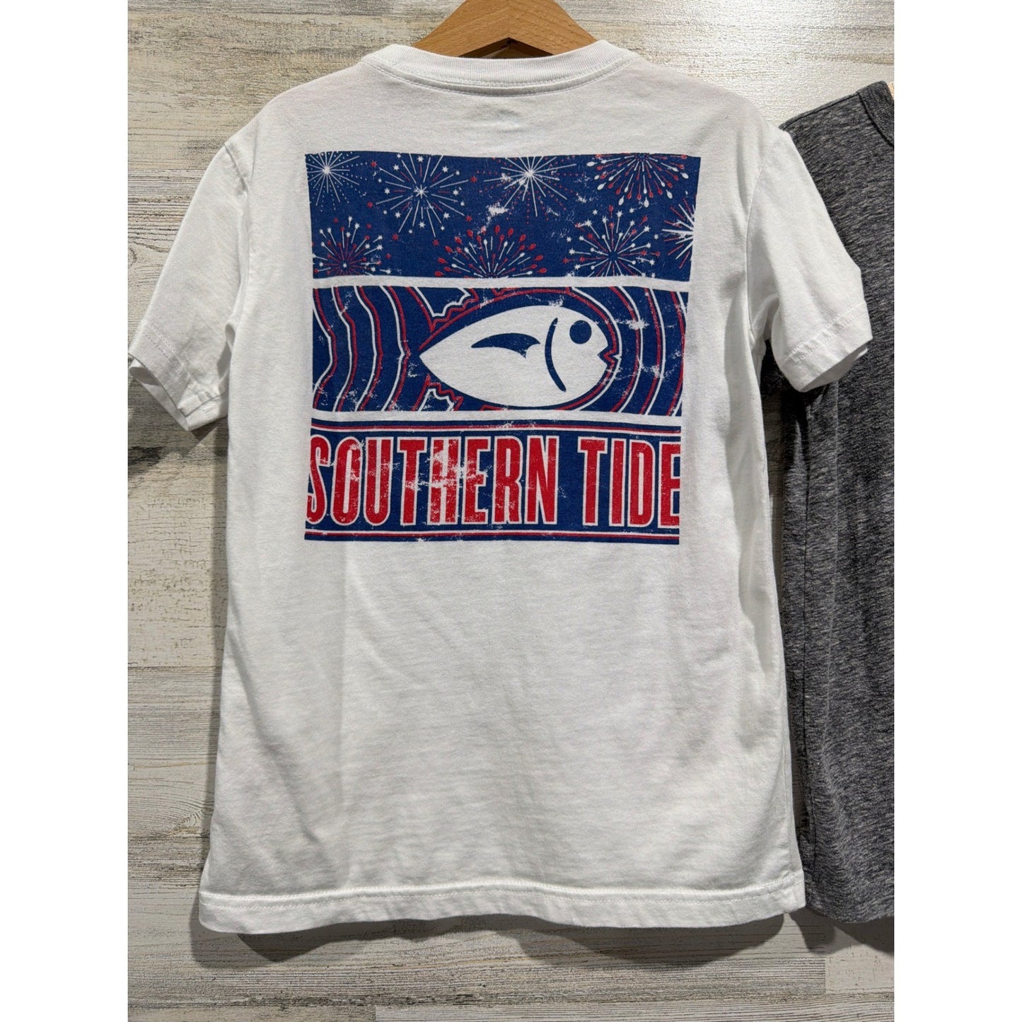 Southern Tide Crewcuts T-Shirt Bundle Boys 6-7 White Gray Patriotic Preppy EUC3