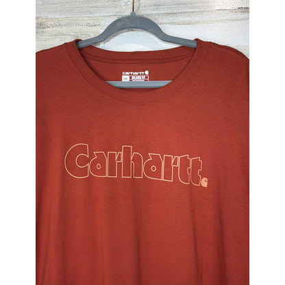Carhartt Graphic T-Shirt Men 2XL Orange Relaxed Fit Logo Workwear EUC1