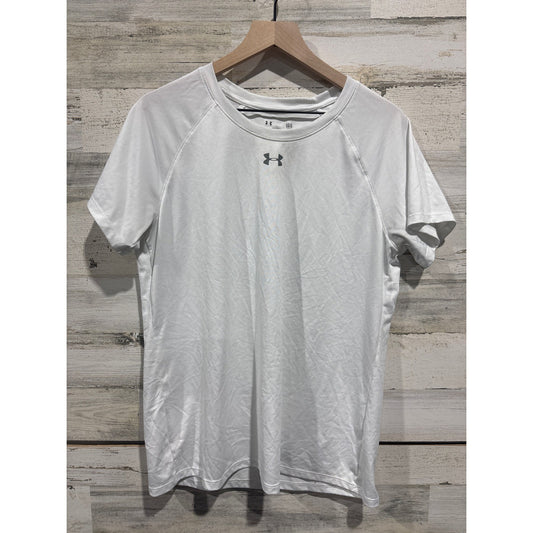 Under Armour T-Shirt Men Large White HeatGear Loose Fit Athletic Gym0