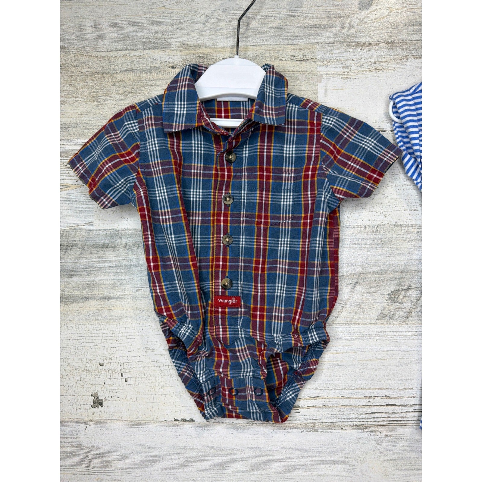 Wrangler Wonder Nation Carters Baby Boys 3M Plaid Striped Bundle Red White Blue4