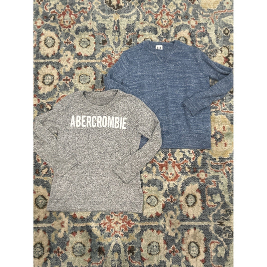 Gap Abercrombie Sweater Shirt Boys 5/6 Blue Grey Logo Bundle EUC0