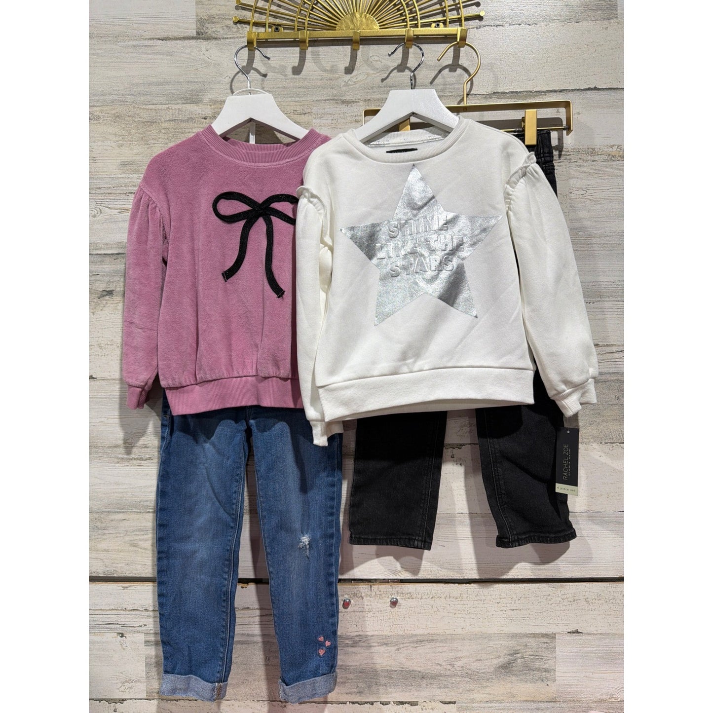 Cat & Jack Rachel Zoe Old Navy Girls 4T Multicolor Sweatshirt Jean Bundle GUC0
