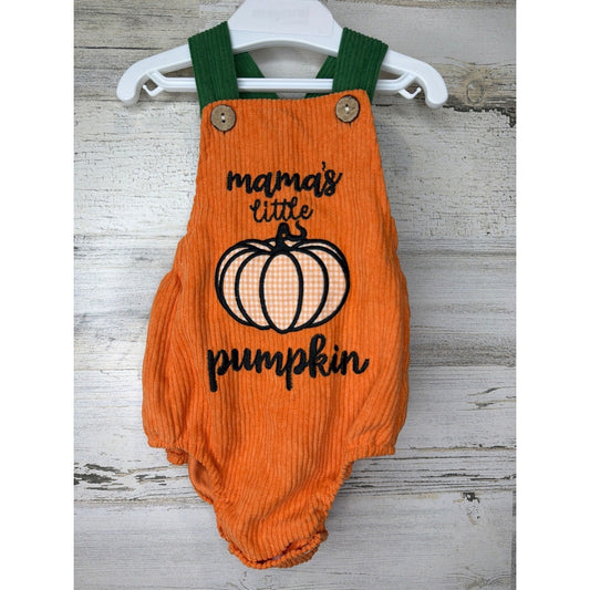 Boutique Bubble Romper Baby 0-3M Orange Mama's Little Pumpkin Fall0