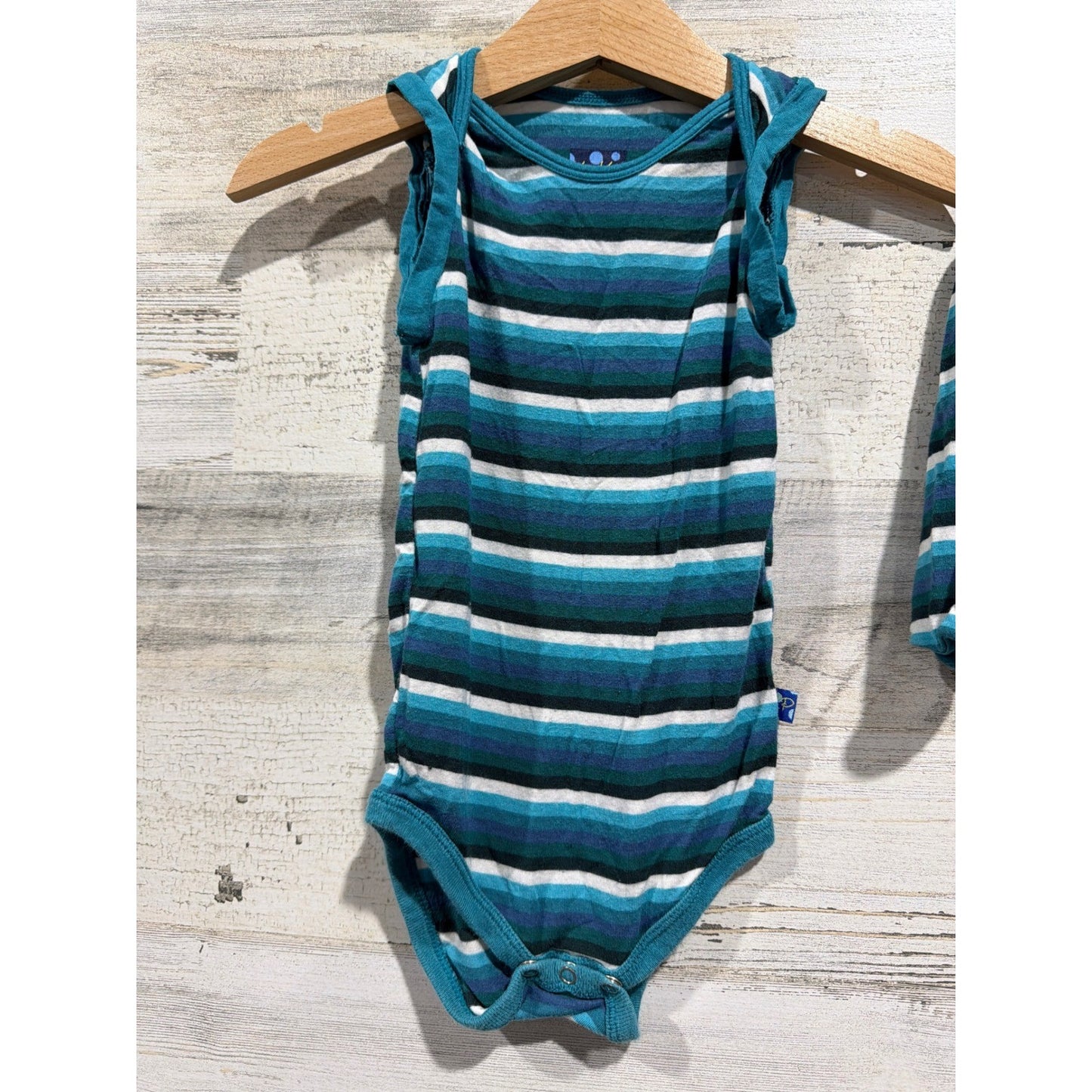 KicKee Pants Bodysuit & Coverall Boys 6-12M Forest Stripe Bamboo EUC1