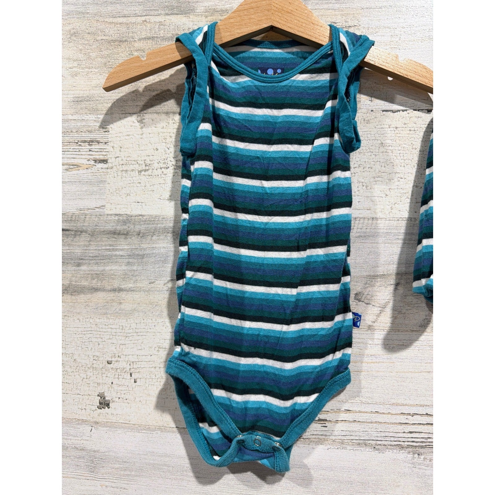 KicKee Pants Bodysuit & Coverall Boys 6-12M Forest Stripe Bamboo EUC1