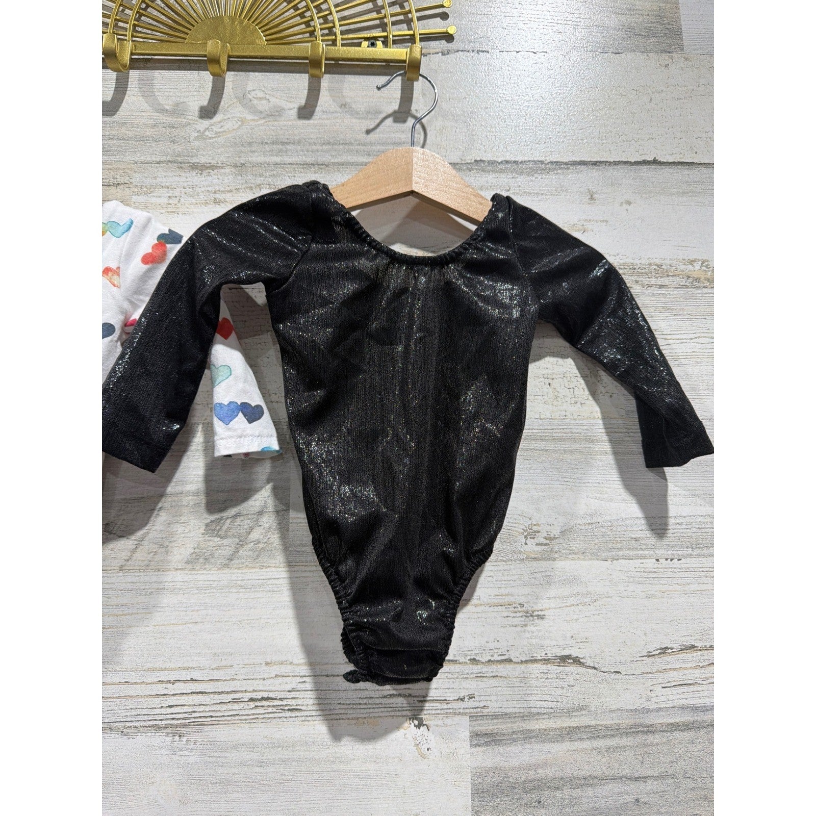 Leotards Girls 6-9M Black White Hearts Balletcore EUC4