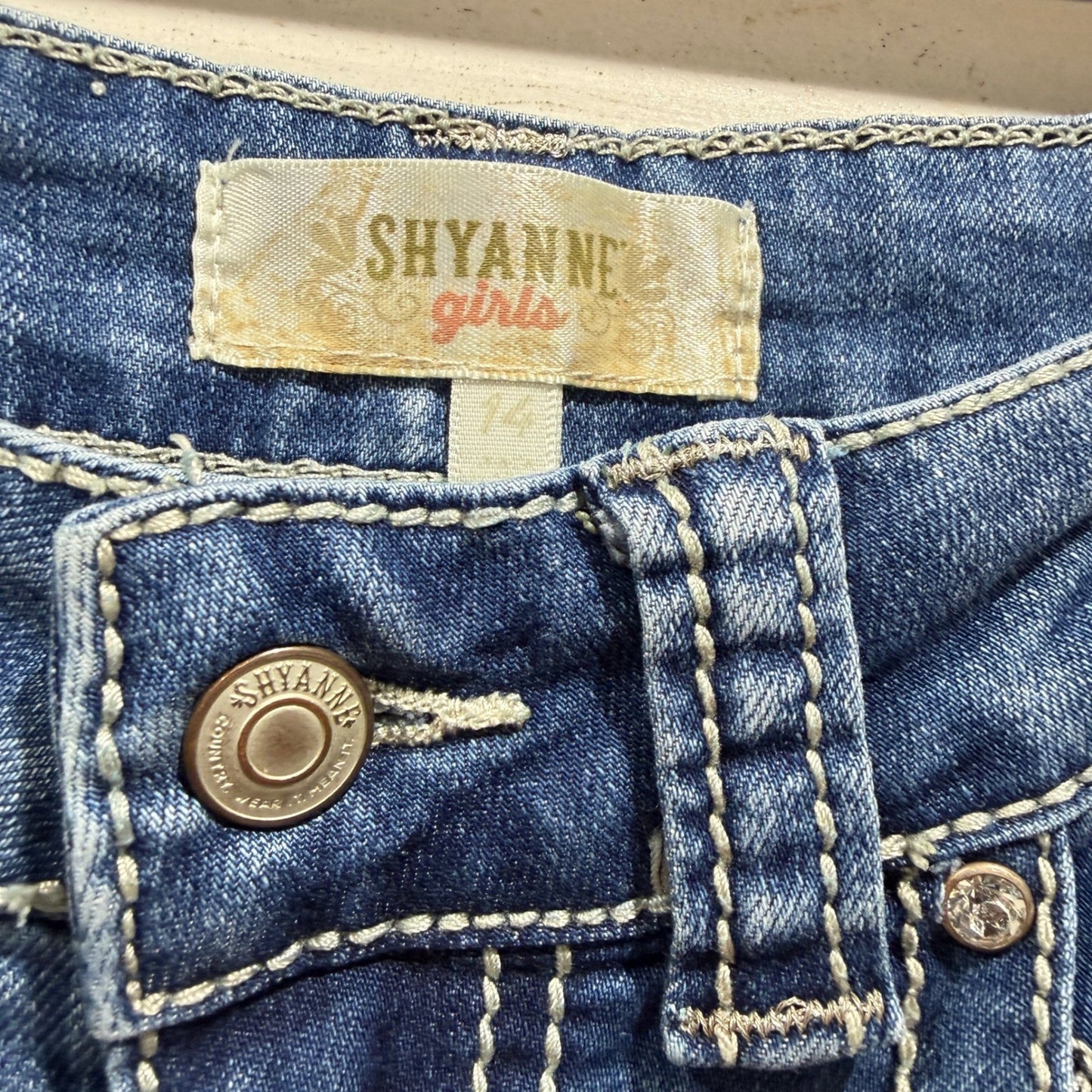 Shyanne Bootcut Jeans Girls 14 Blue Embroidered Flap Pocket Western EUC2