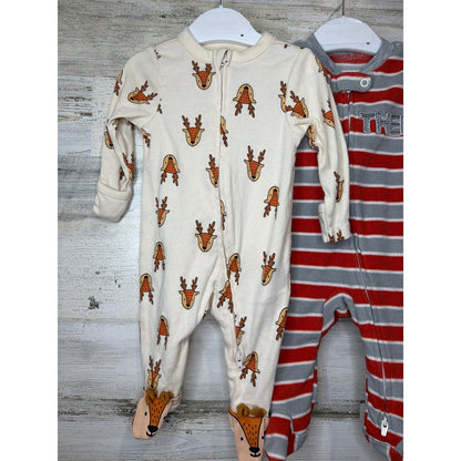Old Navy Child of Mine Sleepers Boys 0-3M Multi Reindeer Penguin Brother EUC2