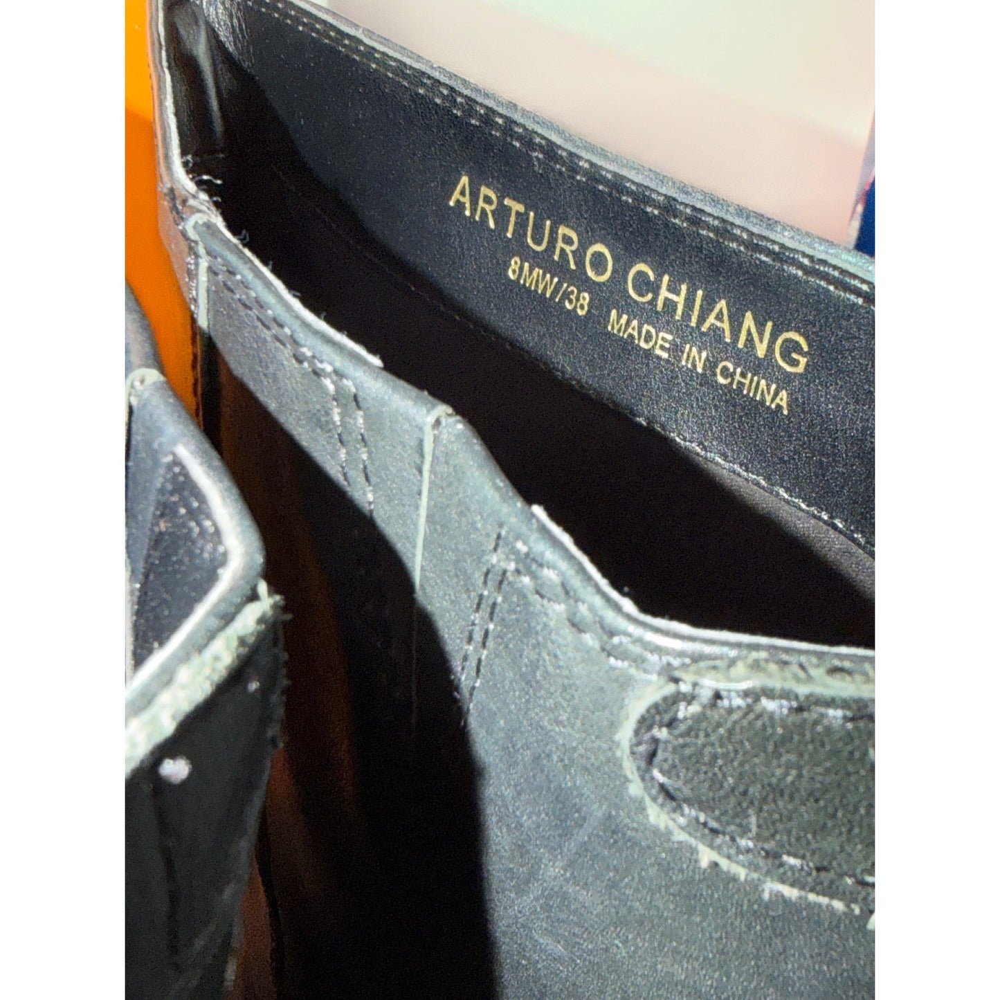 Arturo Chiang Riding Boots Women 8MW Black Leather Wide Calf Classic *Flawed4