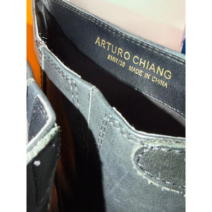 Arturo Chiang Riding Boots Women 8MW Black Leather Wide Calf Classic *Flawed4