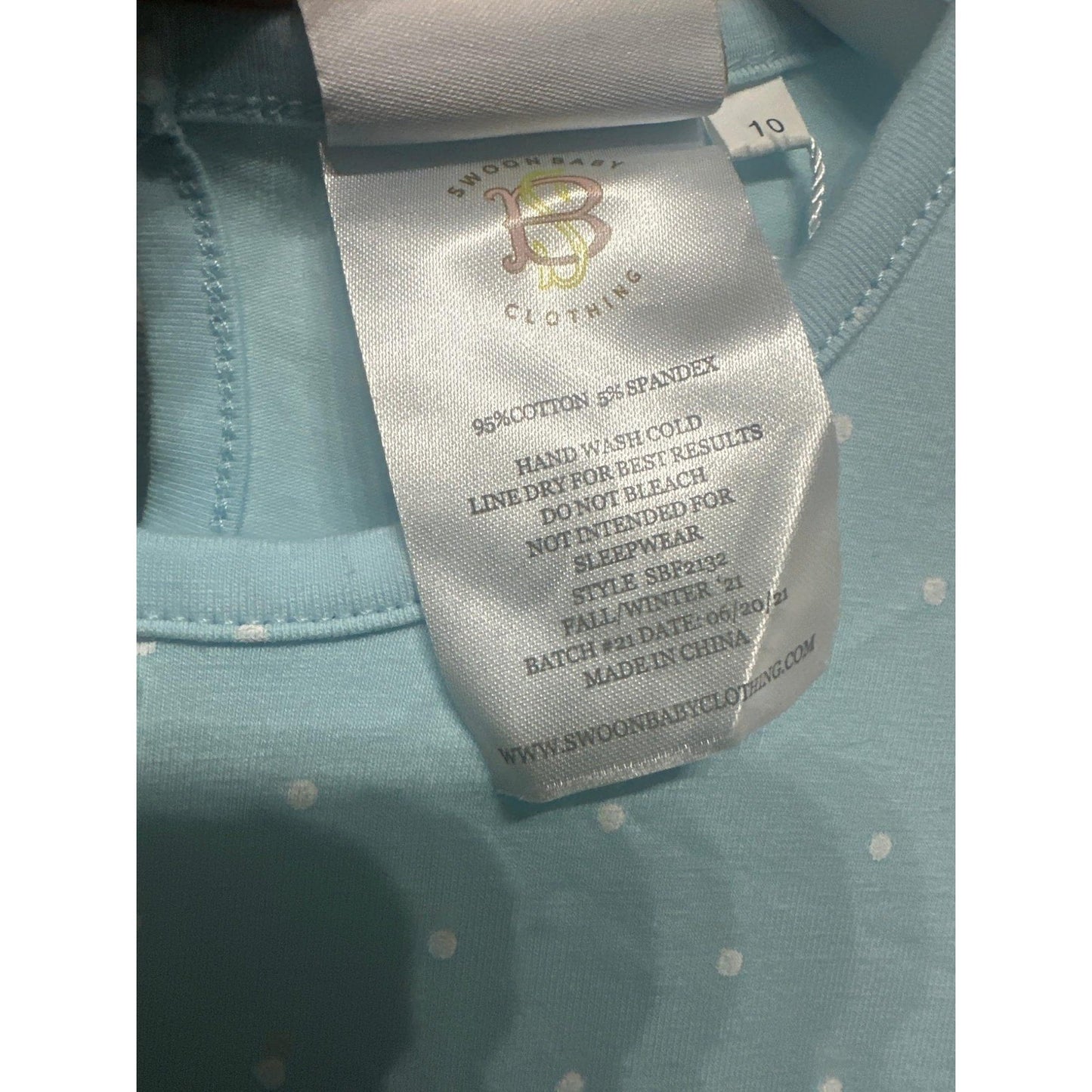 Swoon Baby Dress Girls Size 10 Light Blue Polka Dot Tiered NWT3