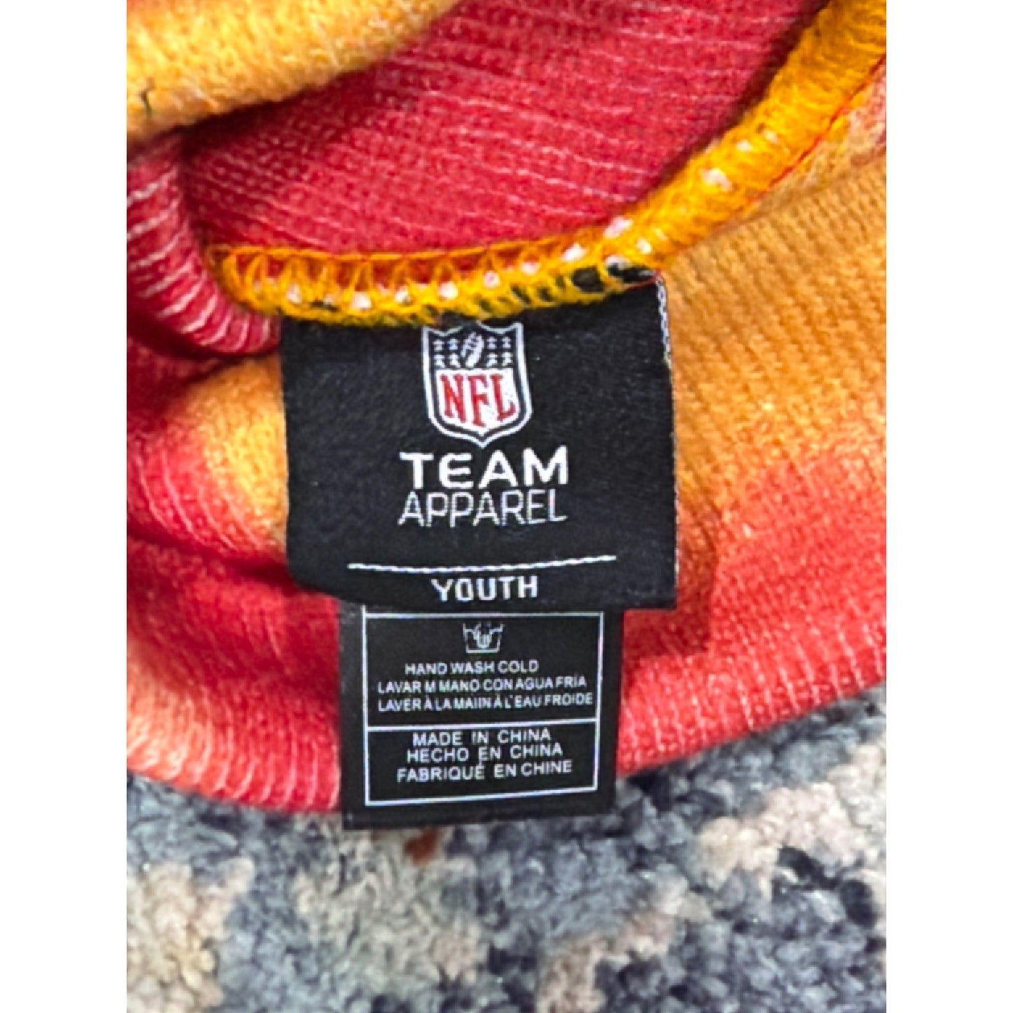 NFL Beanie Hat Youth Size Red Yellow Tie Dye Kansas City Chiefs Sportswear EUC3