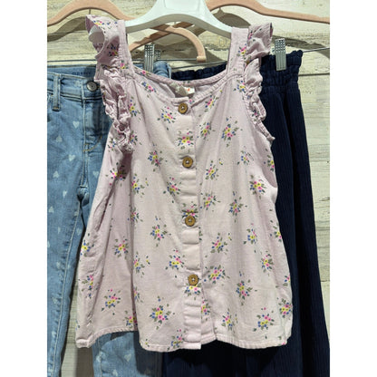 Cat & Jack Old Navy Clothing Bundle Girls 7/8 Coral Floral Heart Navy Boho EUC2