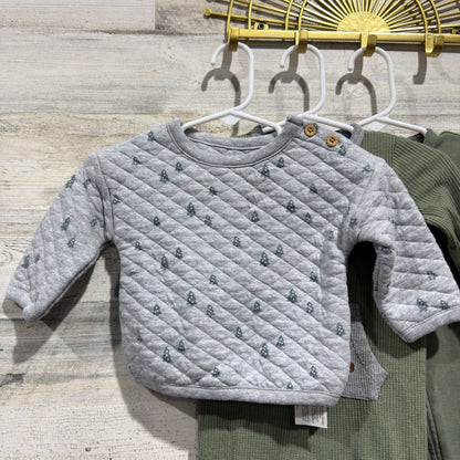 Little Planet 7 For All Mankind Baby Bundle 0-3M Green Gray Cotton Denim EUC1