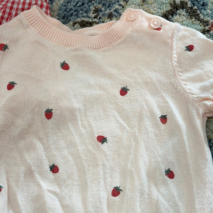 Little Planet Outfit Bundle Baby Girl 3M Pink Red Strawberry Gingham EUC4