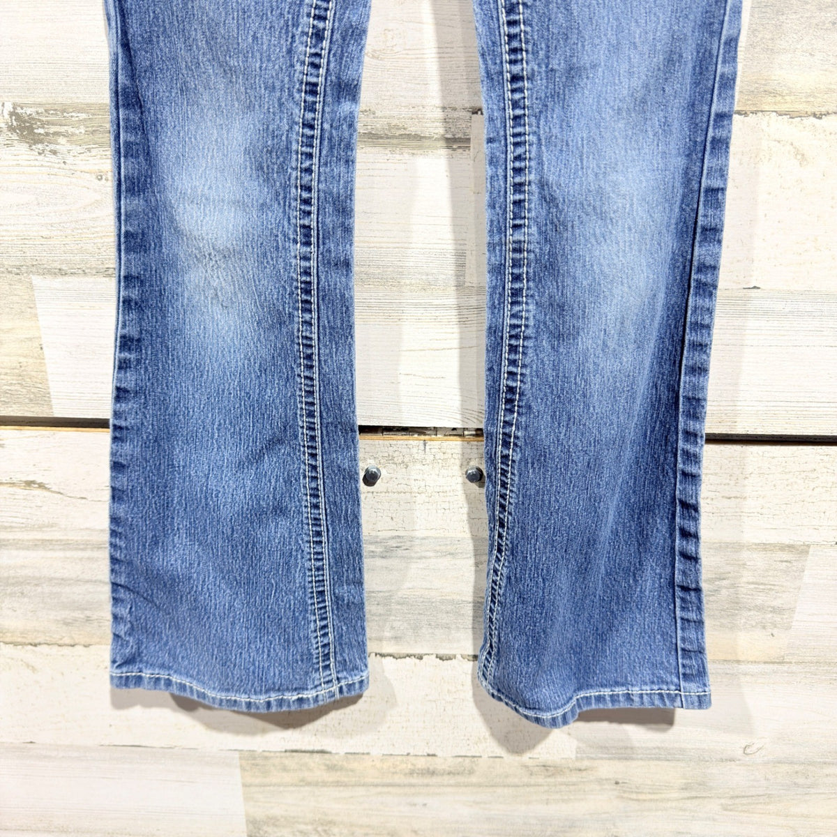 Wired Heart Bootcut Jeans Girls 7 Blue Cotton Spandex Western Flawed*2