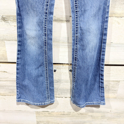 Wired Heart Bootcut Jeans Girls 7 Blue Cotton Spandex Western Flawed*2