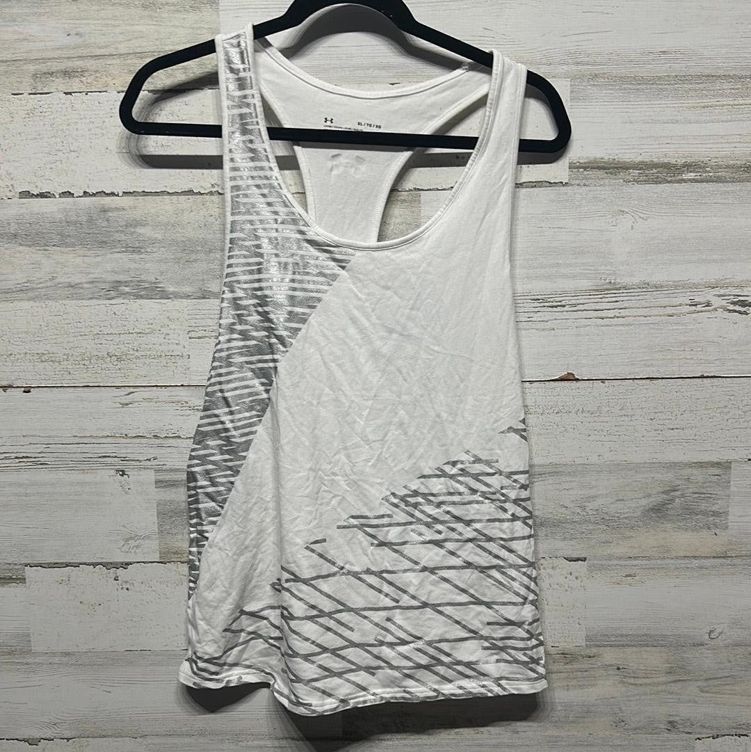 Under Armour Tank Top Womens XL White Silver Geometric HeatGear GUC0