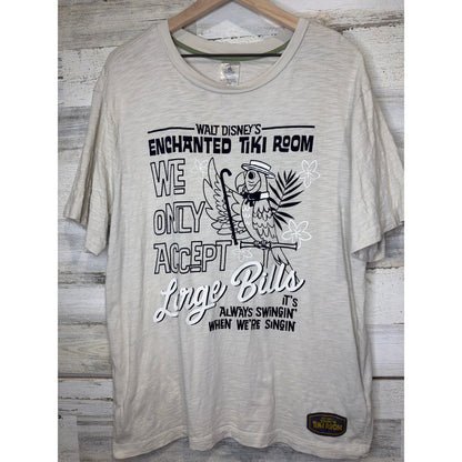 Disney Enchanted Tiki Room Shirt Adult Medium Beige Large Bills Graphic Tee0