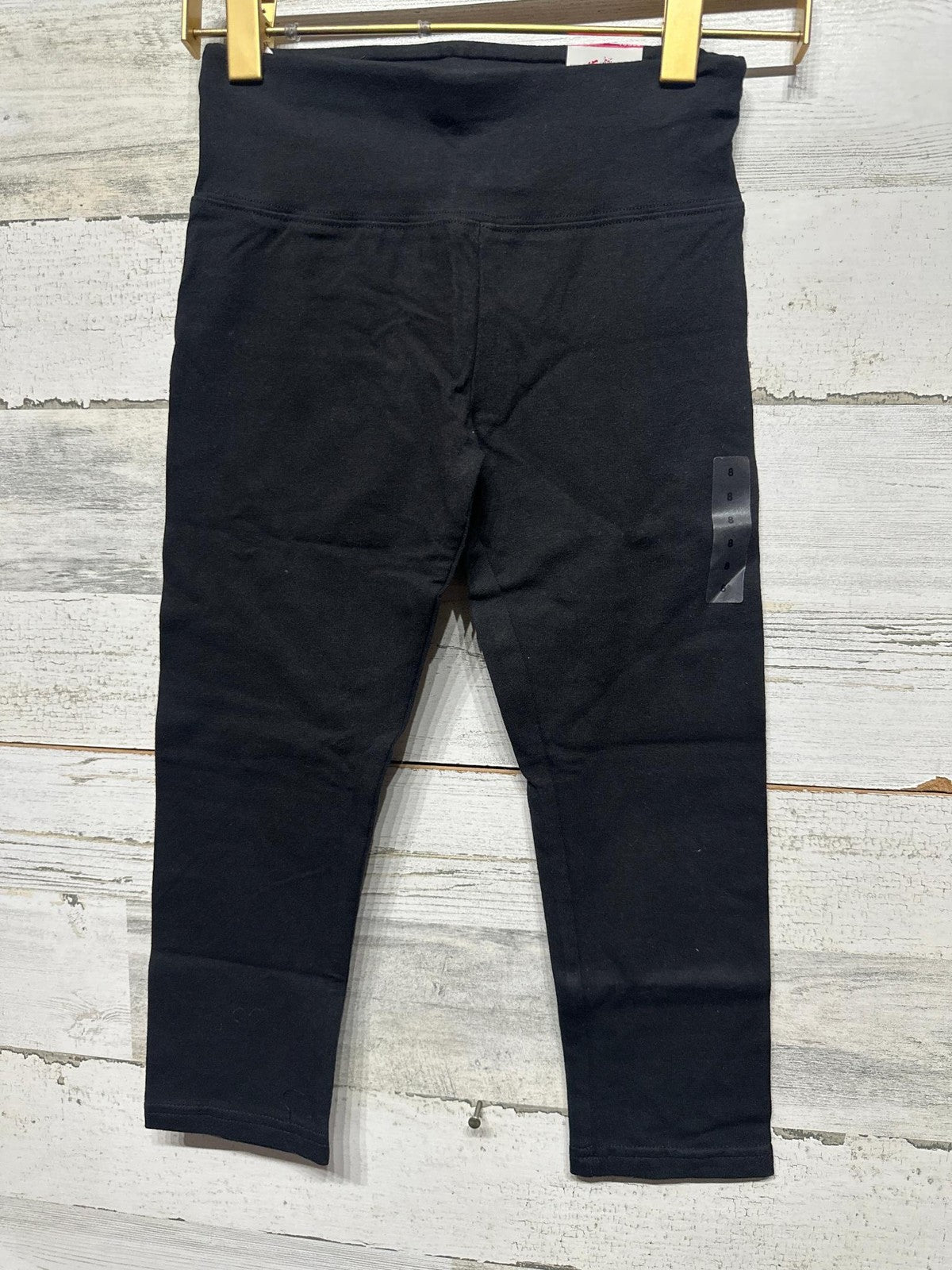 Justice Pedal Pusher Leggings Girls 8 Black Cropped High Waist NWT0