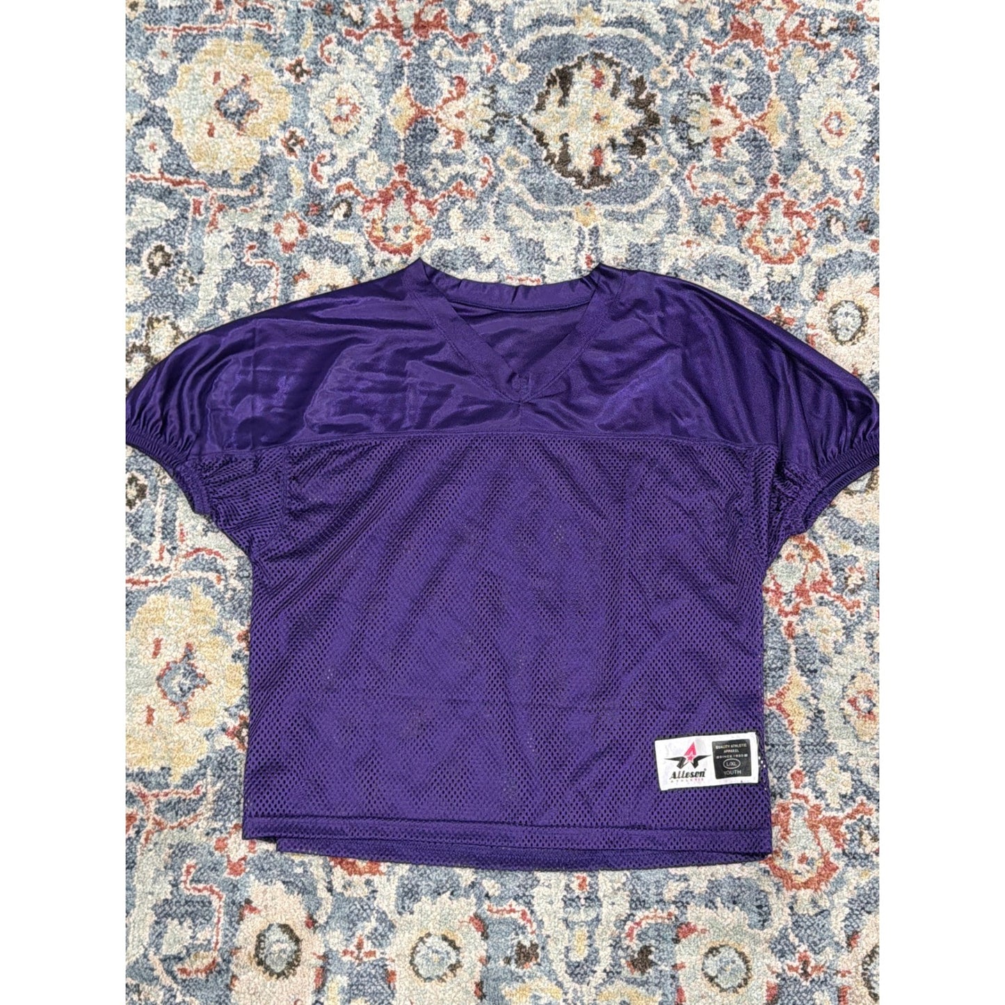 Alleson Athletic Football Jersey Boys L / XL Purple Mesh Practice Youth EUC0