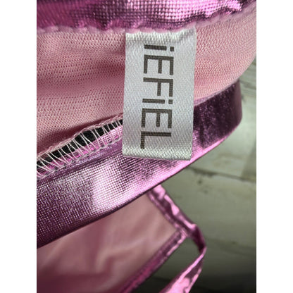 IEFIEL Dance Set Girls Size 6 Pink Sequin Metallic Performance Barbiecore EUC5