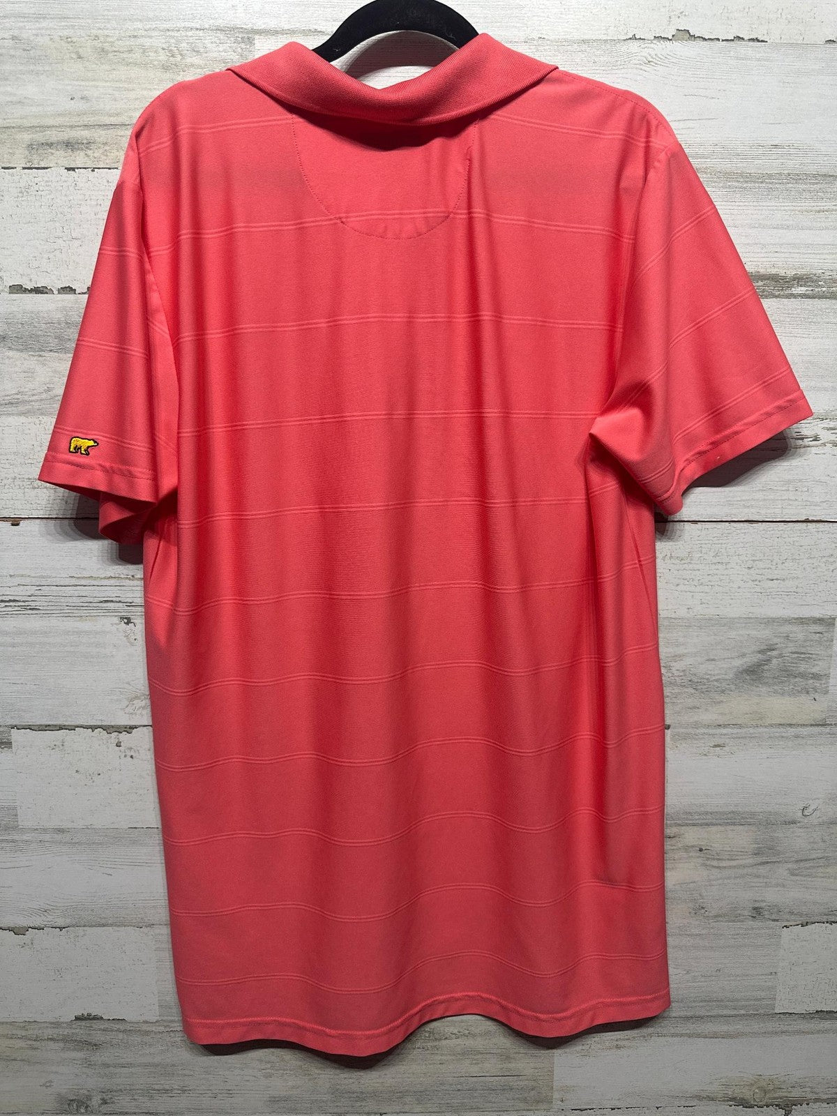 Jack Nicklaus Polo Shirt Men Large Coral Pink StayDri Textured Stripe EUC3