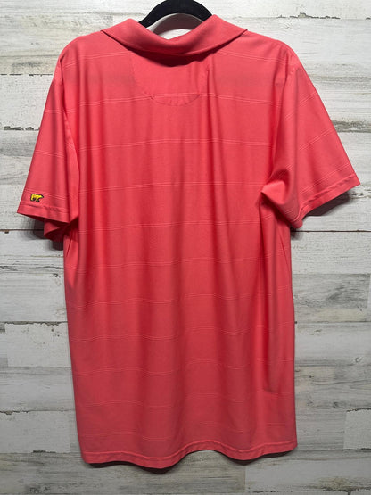 Jack Nicklaus Polo Shirt Men Large Coral Pink StayDri Textured Stripe EUC3