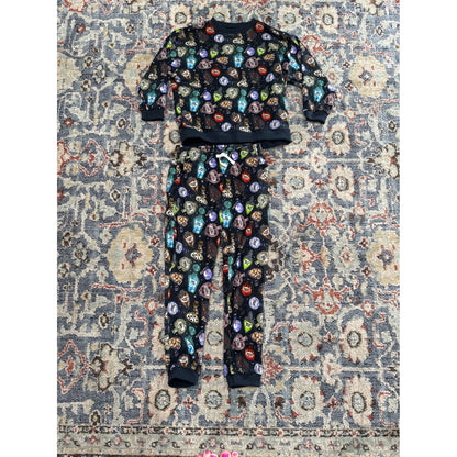 Little Bird Bamboo Pajama Set Kids 9/10 Black Potion Bottle Print EUC3