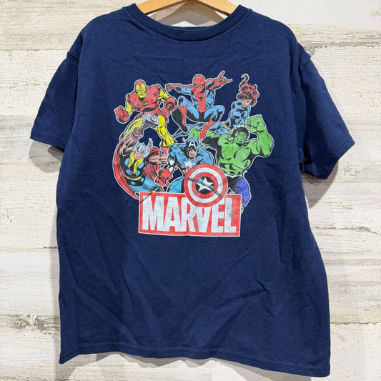 Marvel Graphic T-Shirt Boys Small Navy Blue Avengers Superhero Comic GUC0