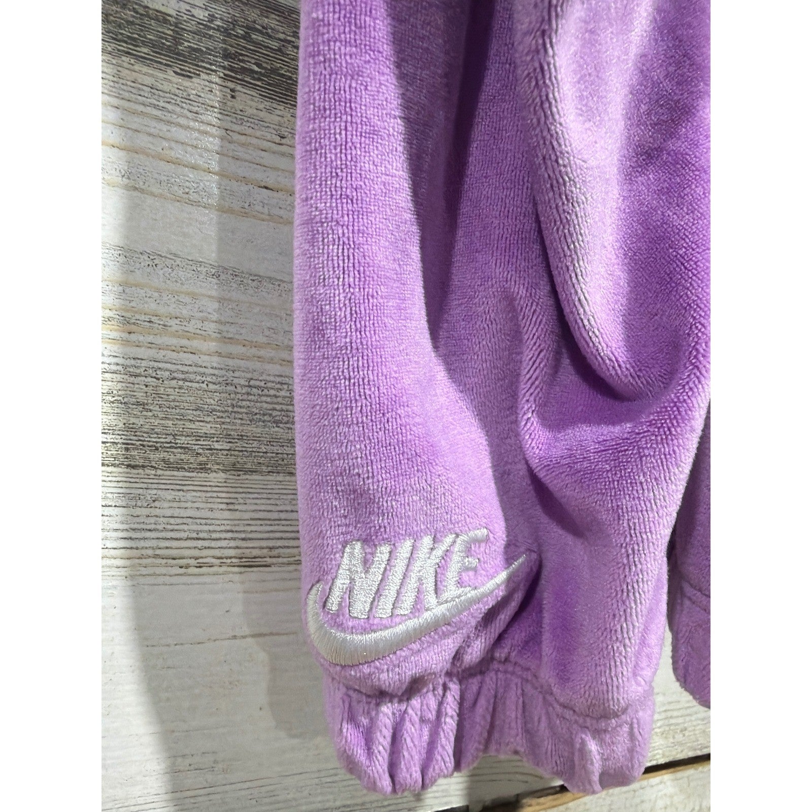 Nike Velour Tracksuit Girls 12M Purple Hooded Jogger Set Sporty EUC4