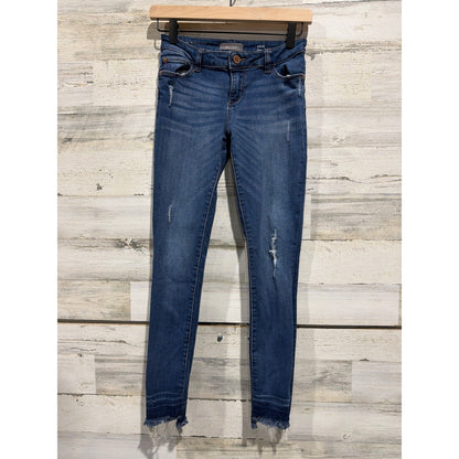 DL1961 Chloe Skinny Jeans Girls 12 Blue Distressed Raw Hem Denim EUC0