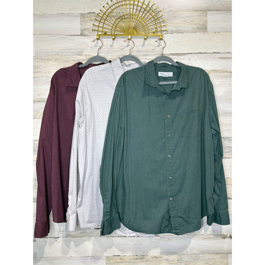 Old Navy Goodfellow Shirt Bundle Men XXL Green Burgundy White Slim Fit0