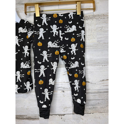 Caden Lane Pajama Set Boys 12-18M Black Mummy Halloween Bamboo Spooky EUC3